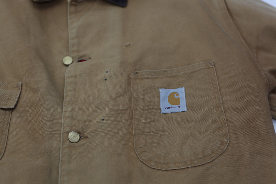 Vintage Carhartt Barn Chore Jacket Coat Quilted Red Lining USA Men's