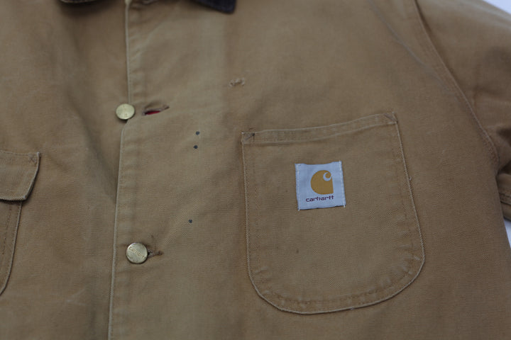 Vintage Carhartt Barn Chore Jacket Coat Quilted Red Lining USA Men's
