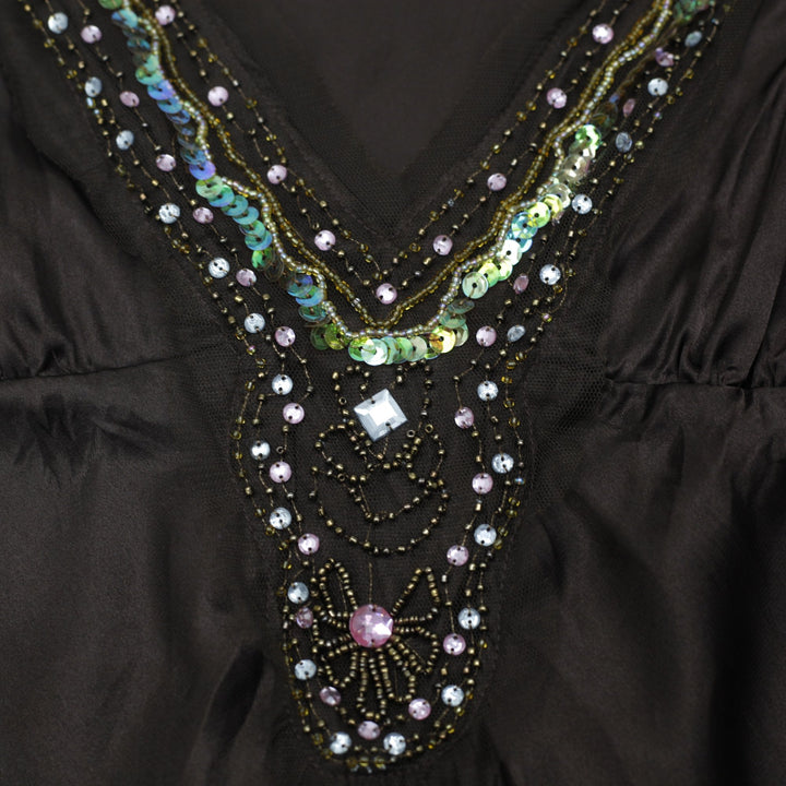 Y2K Ladies Beaded Babydoll Tank Top Size S