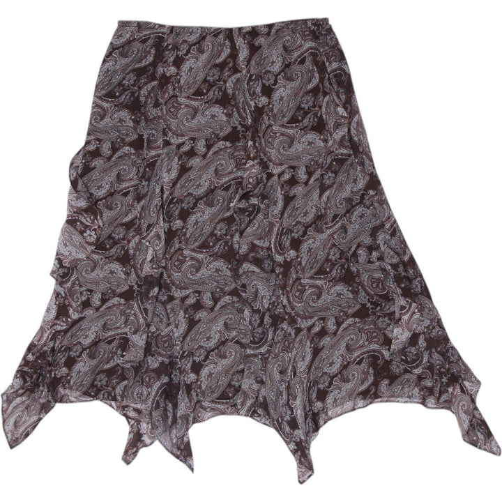 Y2K Ladies Liz Claiborne Petite Silk Paisley Skirt Asymmetrical Hem