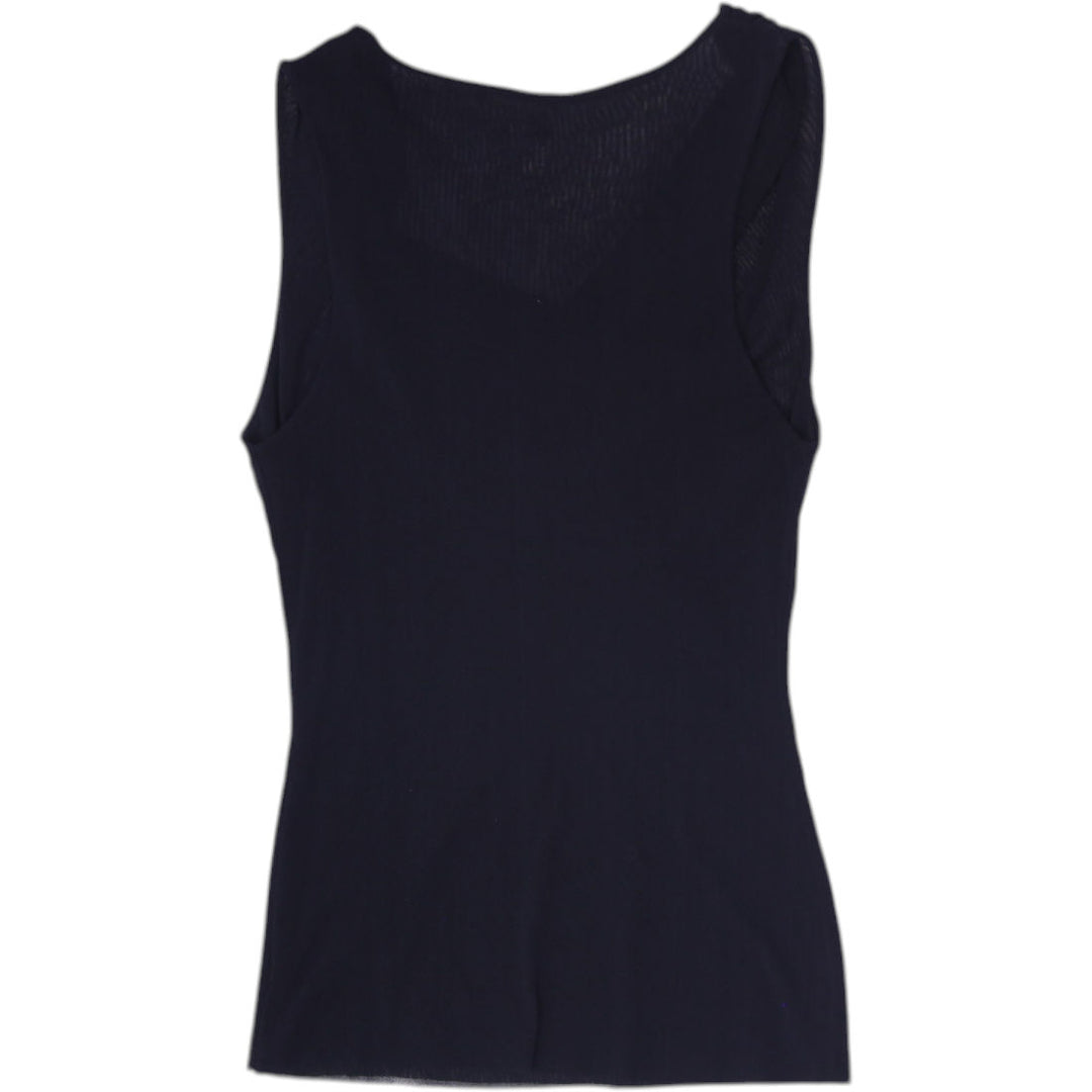 Y2K Ladies Sweet Pea Black Cowl Neck Sleeveless Mesh Overlay Top Size S