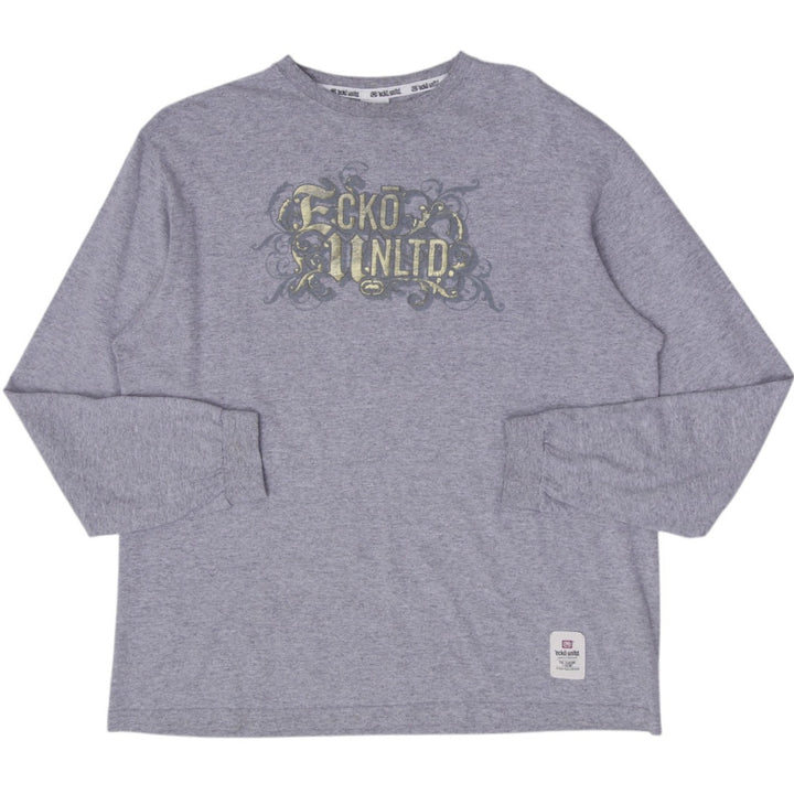 Y2K Mens Ecko Unltd Gray Long Sleeve T-Shirt Size XL