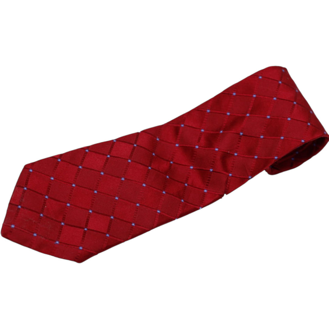 Mens Tommy Hilfiger Tie Red Checkered 100% Silk