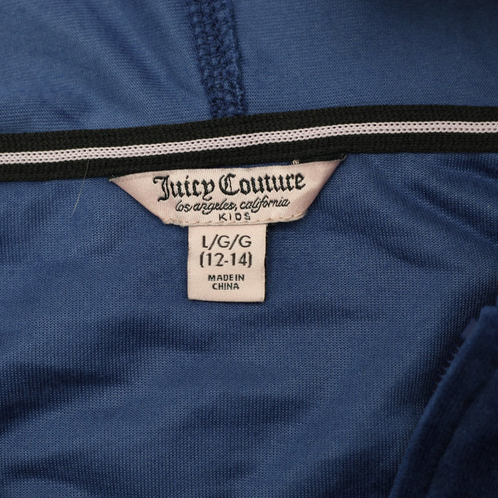 Y2K Ladies Juicy Couture Hoodie Blue Velour Full Zip L( 12-14)