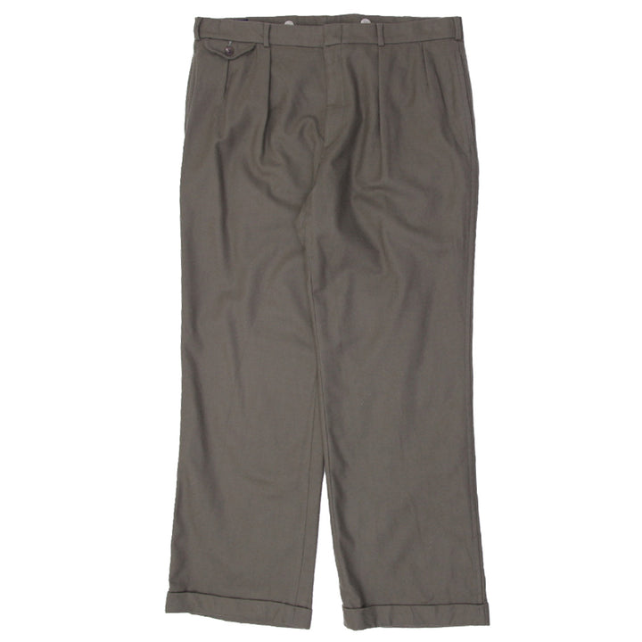 Vintage 70s Polo By Ralph Lauren Tan Talon Zipper Pants Tweed Army Green