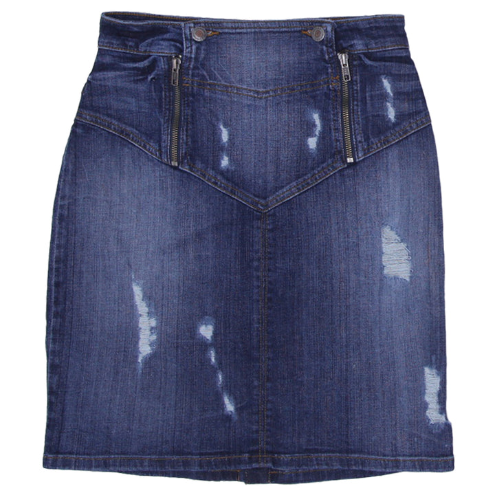 Ladies Guess Ripped Denim Midi Skirt