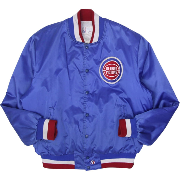 Vintage Blue Detroit Pistons NBA Satin Bomber Jacket