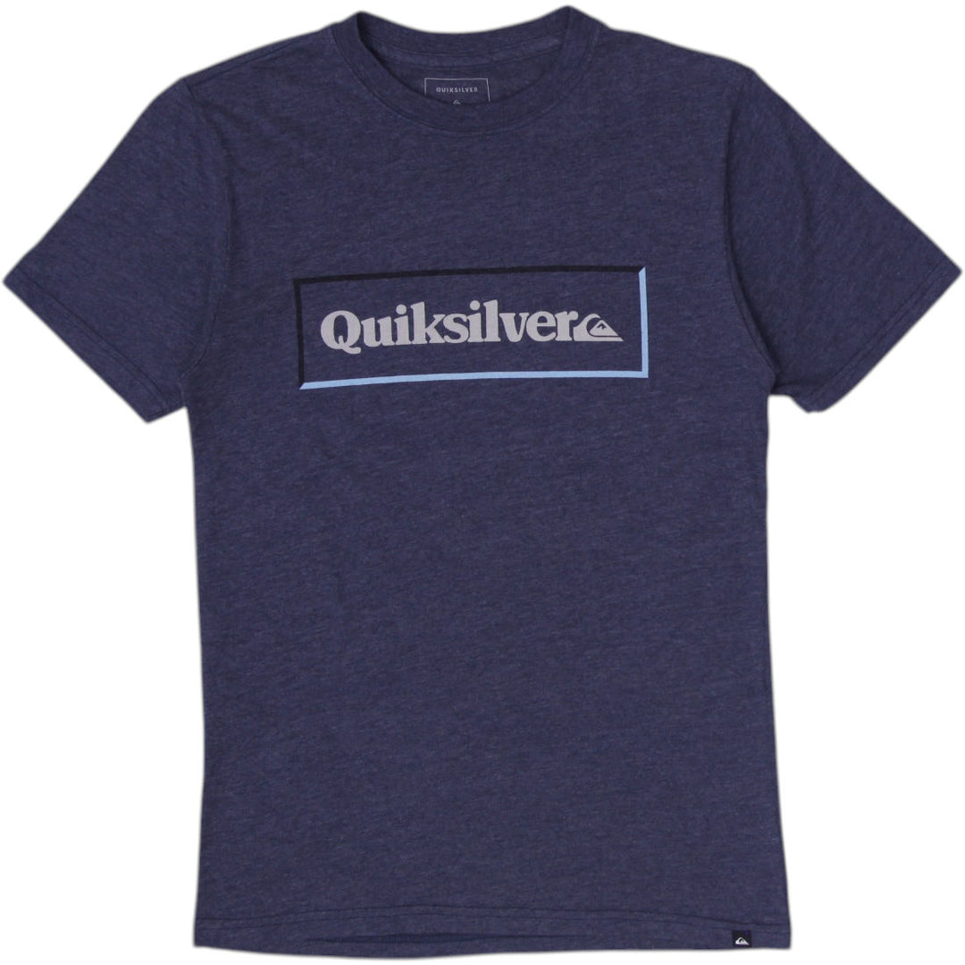 Mens Quiksilver T-Shirt Navy Blue Graphic Logo Casual Size S