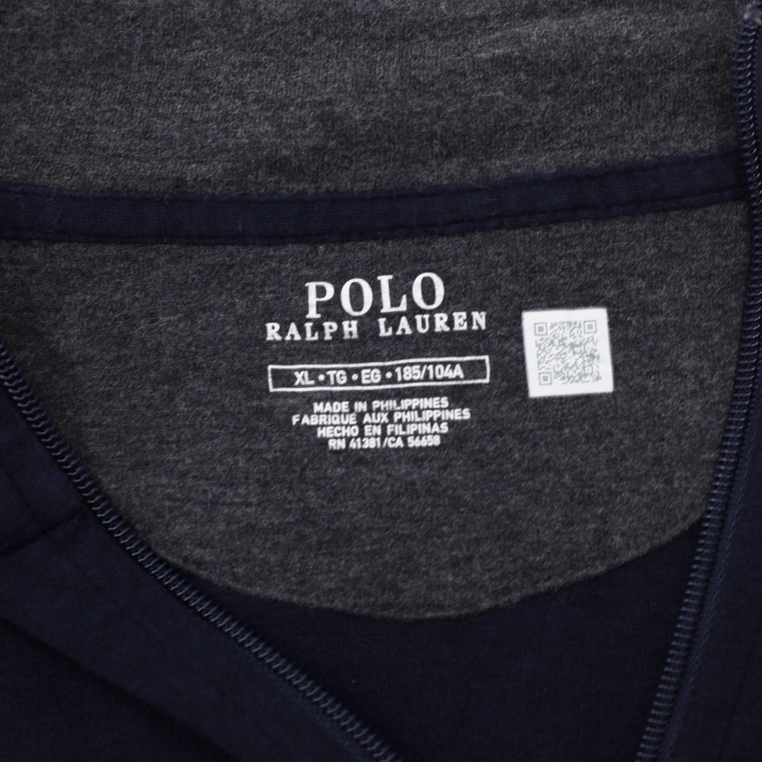 Mens Polo Ralph Lauren Navy Blue 1/4 Zip Long Sleeve T-Shirt XL | Migration_T-Shirts - Back View | Fashion Rerun