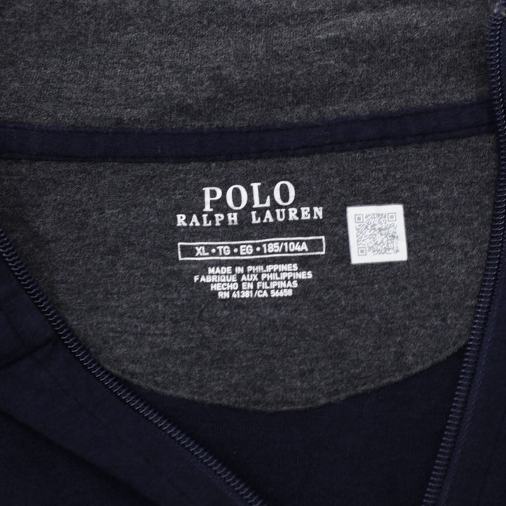 Mens Polo Ralph Lauren Navy Blue 1/4 Zip Long Sleeve T-Shirt XL | Migration_T-Shirts - Back View | Fashion Rerun