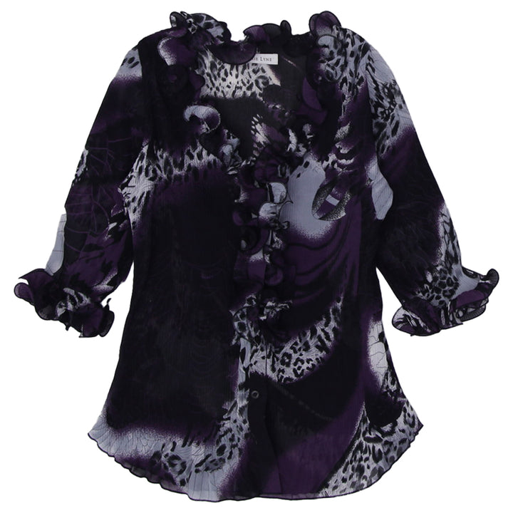 Y2K Ladies Melanie Lyne Ruffle Detail 3/4 Top