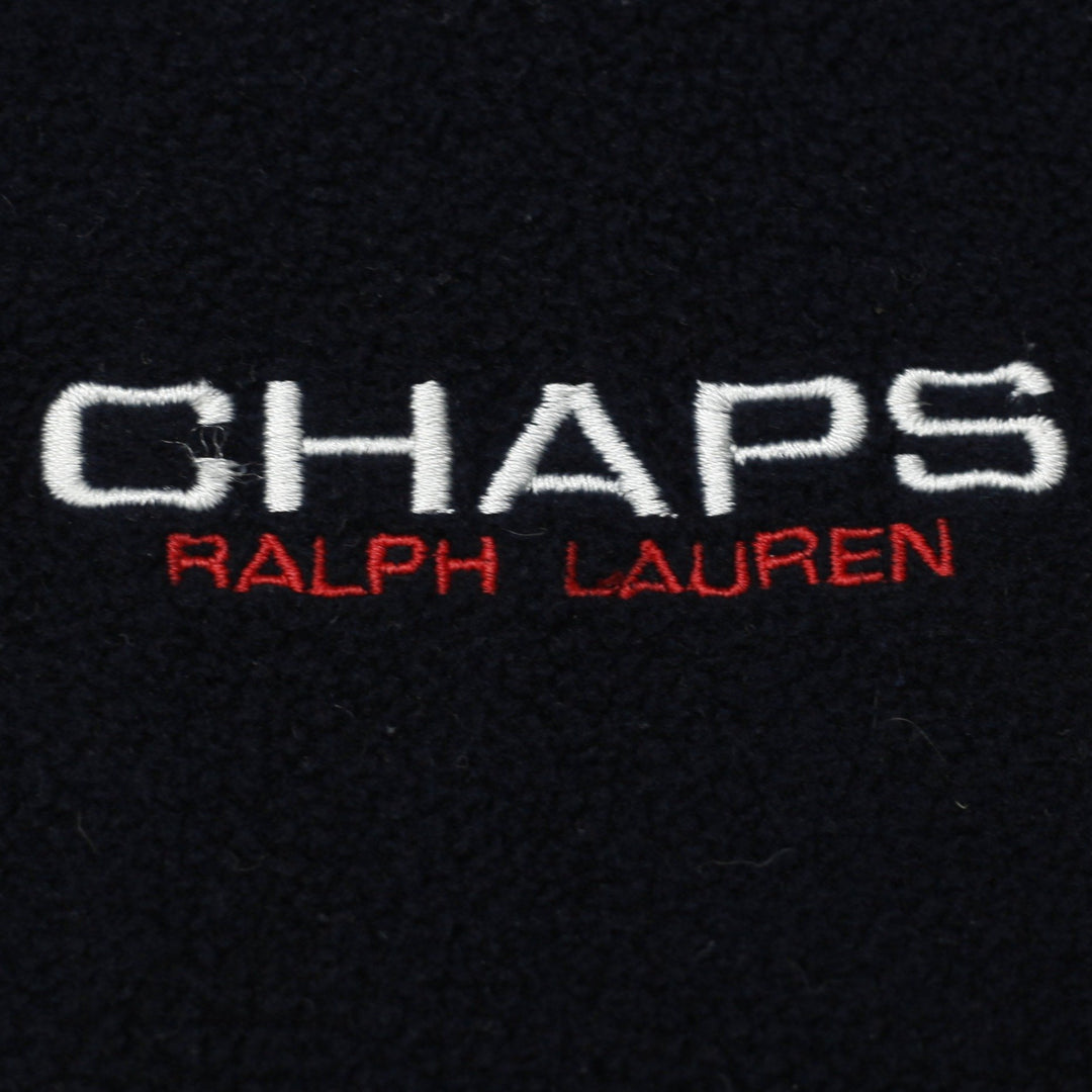 Vintage Mens Chaps Ralph Lauren Navy Fleece Jacket Full Zip Large | Migration_Fleece - Detail View | Fashion Rerun