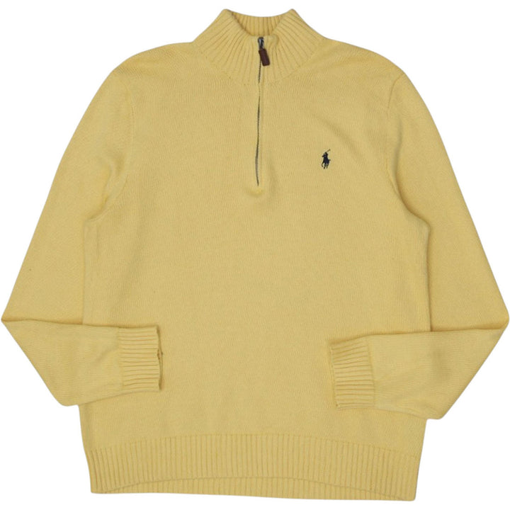 Mens Polo Ralph Lauren Sweater Yellow 1/4 Zip Cotton Knit