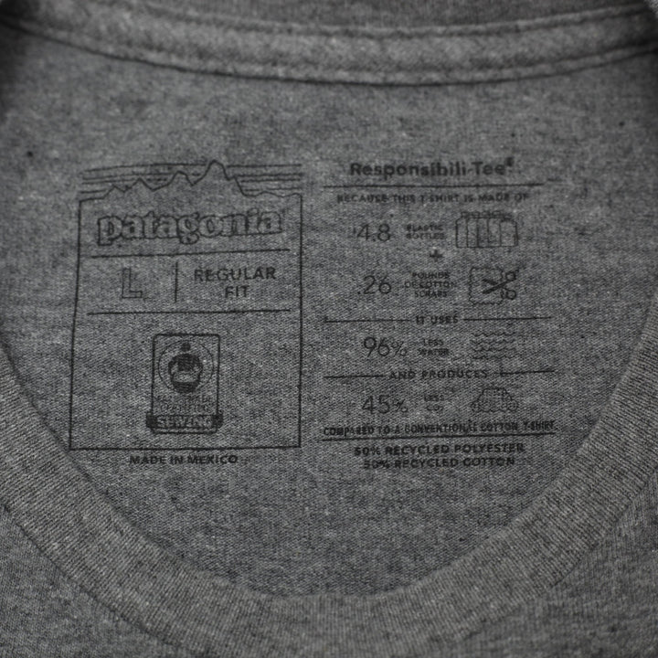 Mens Patagonia P-6 Logo Responsibili-Tee Gravel Heather Grey T-Shirt Size L