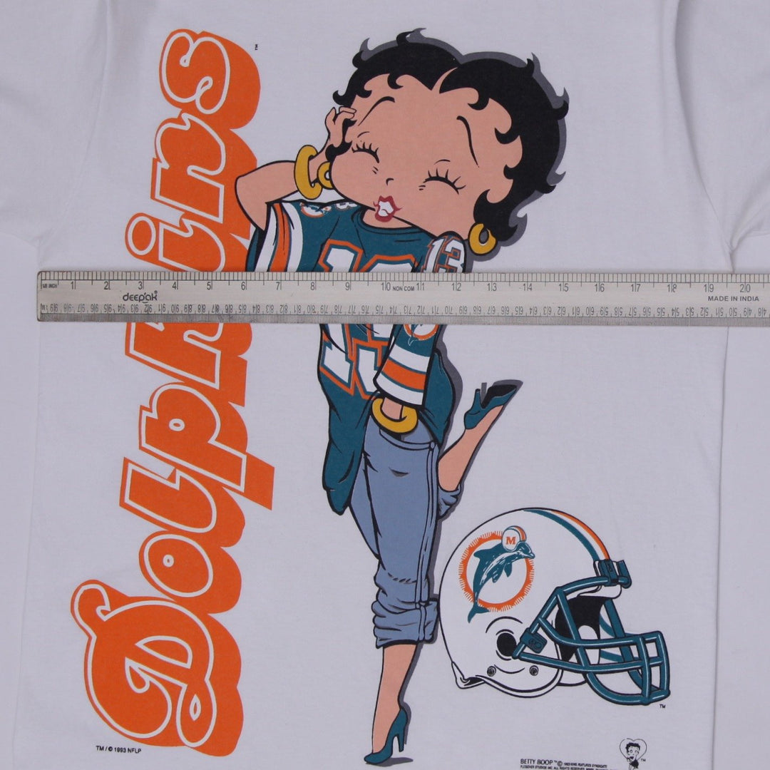 Vintage 90s Betty Boop Miami Dolphins NFL T-Shirt Changes Tag Made in USA Single Stitch Large