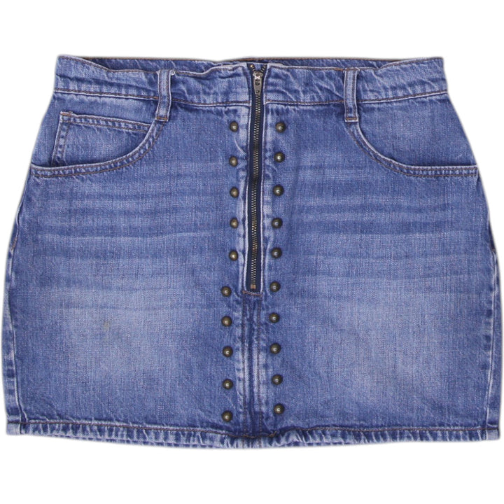 Y2K Ladies Blue Button Front Casual Denim Mini Skirt Size 27 | Migration_Skirts | Fashion Rerun