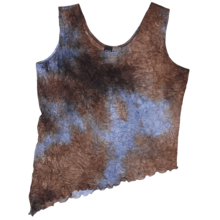 Y2K Ladies FMX & Co Earth Tone Tie Dye Crinkle Tank Top Size XL