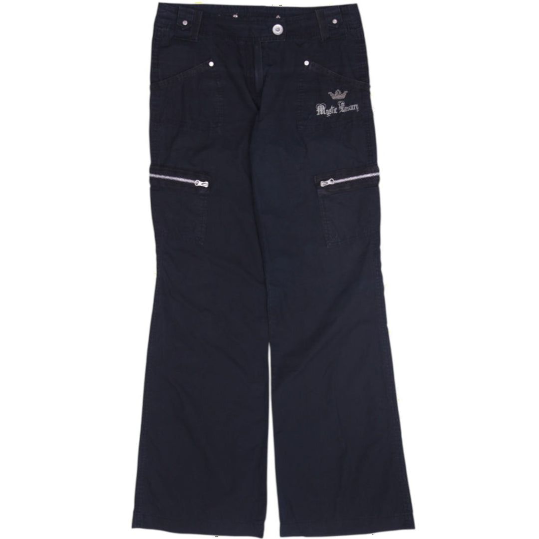 Y2K Ladies Mystic Luxury Low Rise Flared Cargo Pants Size 36
