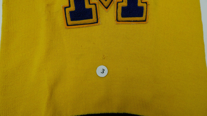 Vintage Mens Holzapfel Bros Sweater Yellow Black Knit Letterman | Migration_Jumper & Knitwear - View 6 | Fashion Rerun
