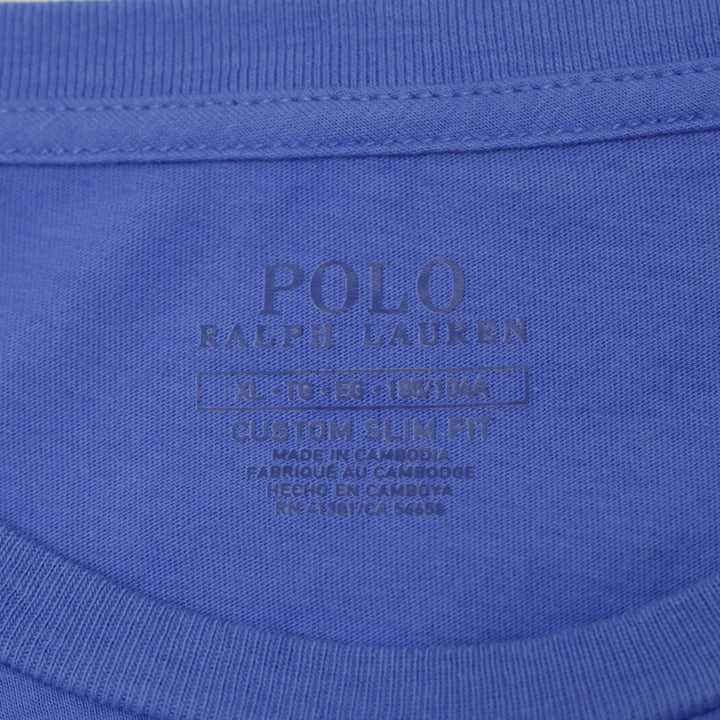 Mens Polo Ralph LaurenBlue Custom Slim Fit Logo T-Shirt Size XL