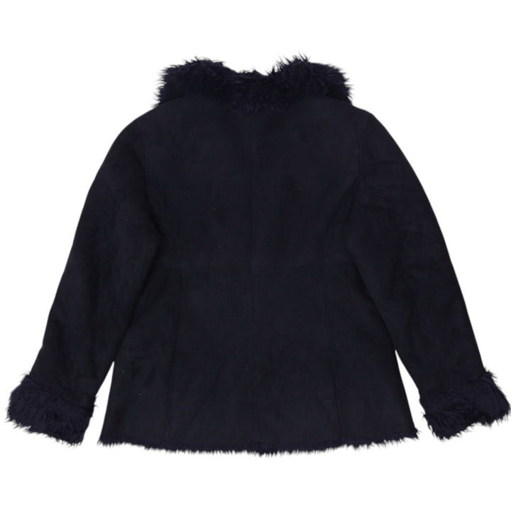 Y2K Ladies Utex Design Button Front Black Fur Trim Jacket Size P/S | Migration_Jackets - Side View | Fashion Rerun