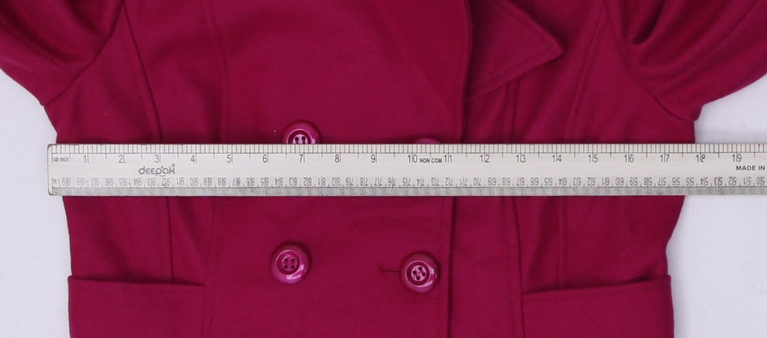 Y2K Ladies Guess Pea Coat Magenta Wool Blend Double Breasted Blazer Size M | Migration_Jackets - Detail View | Fashion Rerun