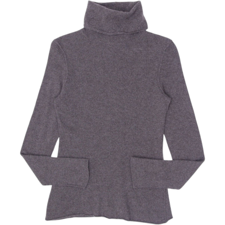 Ladies Aqua 100% Cashmere Gray Turtleneck Soft Knitwear Sweater Large