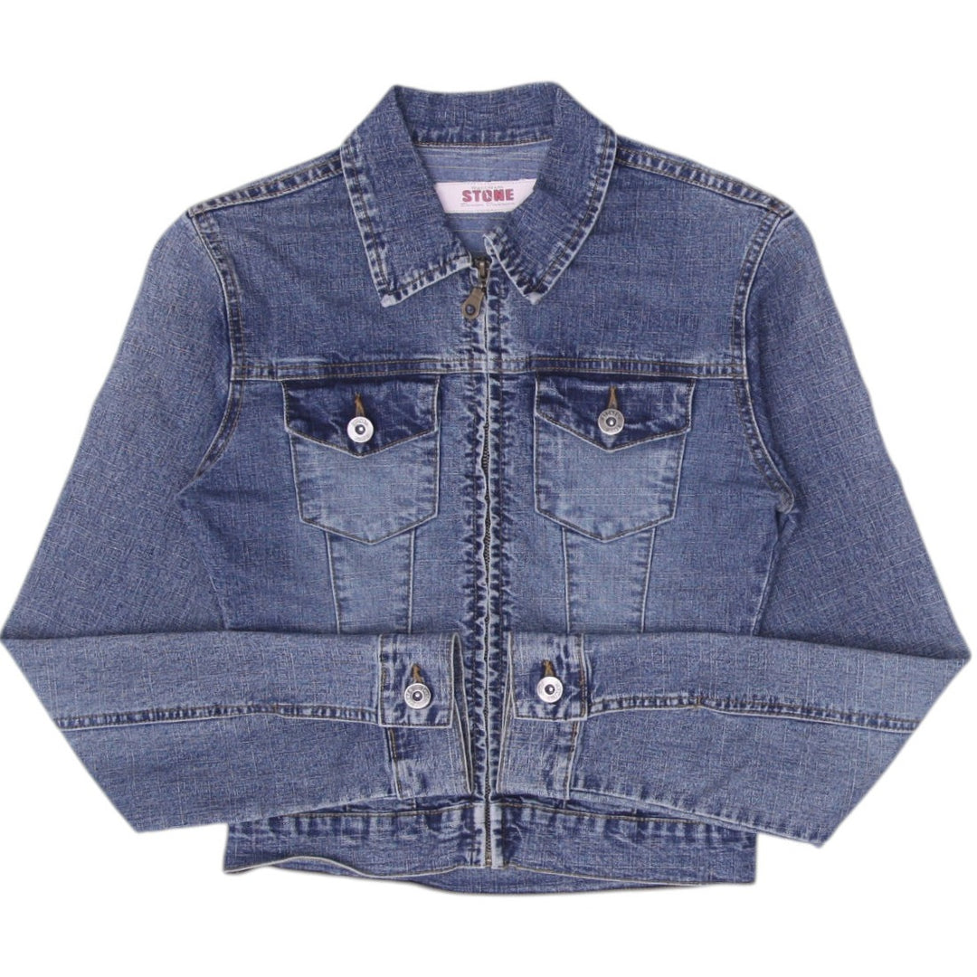 Y2K ladies Stone Fitted Casual Style Denim Jacket Size 5