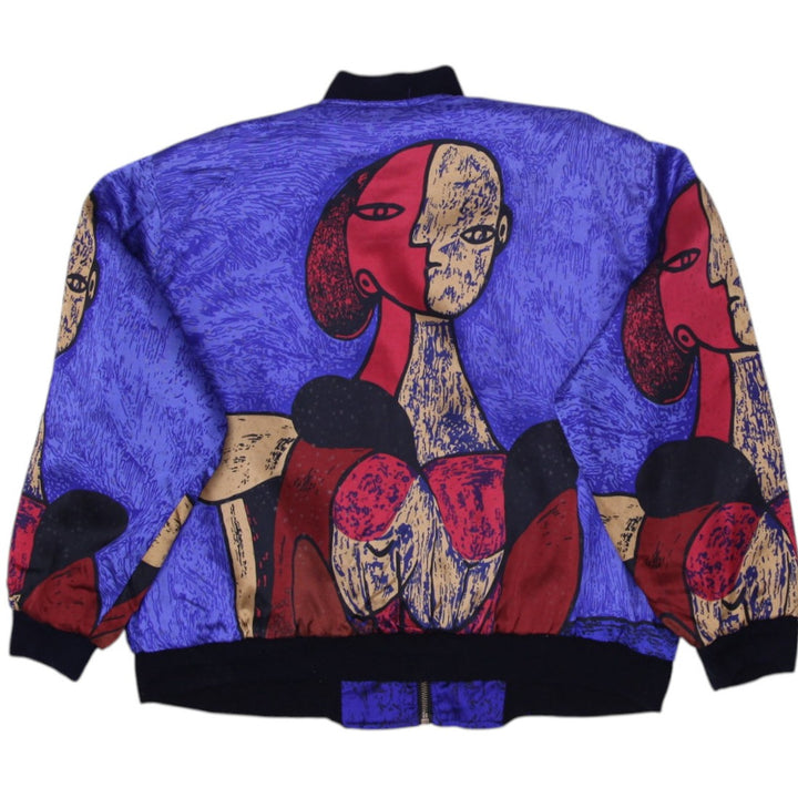 Vintage 90s Picasso Pop Art Baroque Bomber Zipper Jacket Size S | Migration_Jackets - Side View | Fashion Rerun