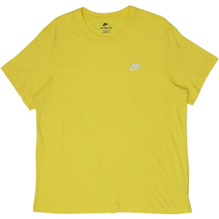 Mens Embroidered Nike Logo Yellow Crewneck T-Shirt Size XL