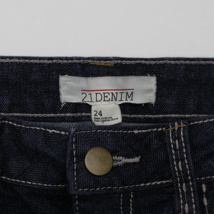 Y2K Ladies 21 Denim Distressed Embroidery Shorts Size 24