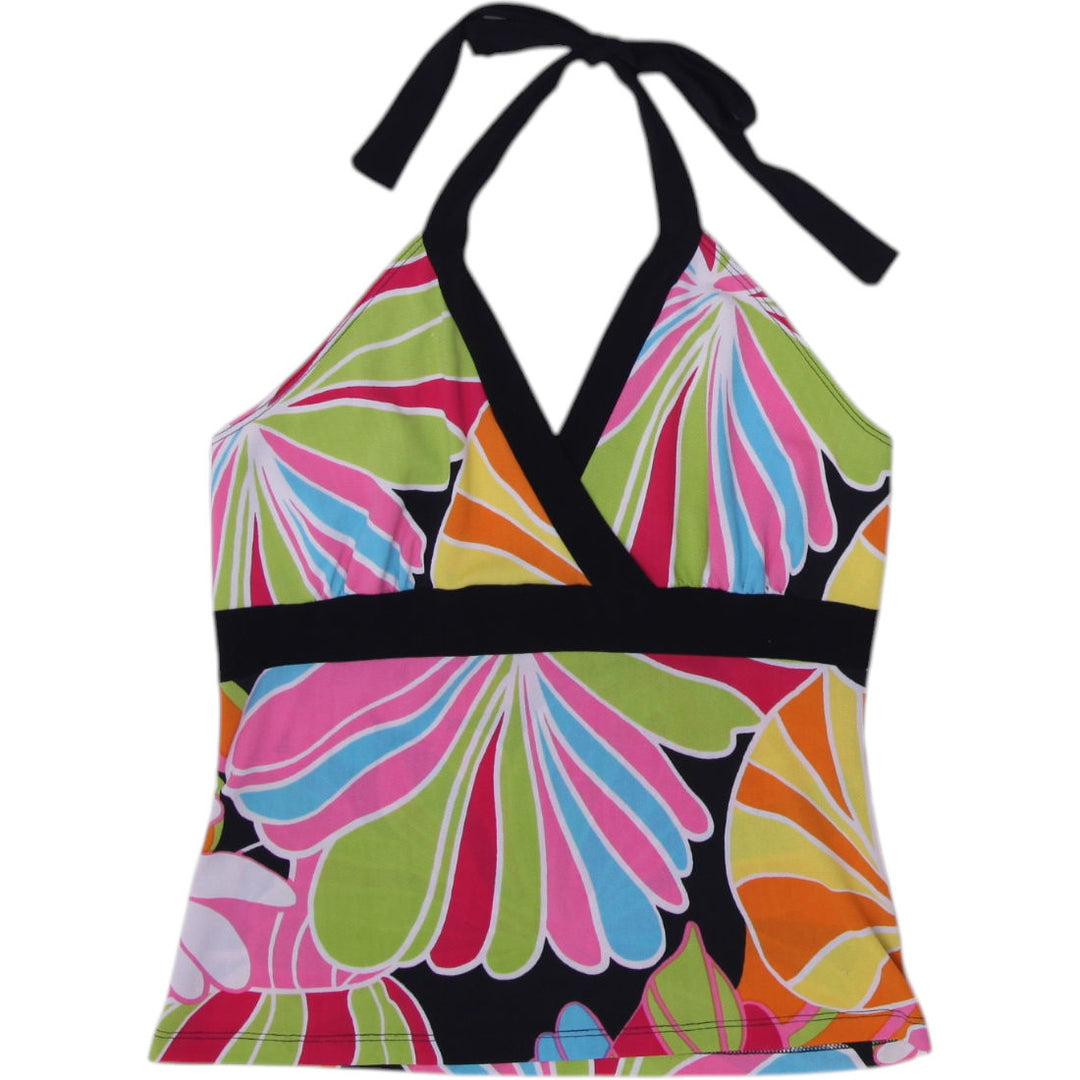 Y2K Ladies Multicolor Floral Halter Neck Tank Top Size M | Migration_Tops | Fashion Rerun