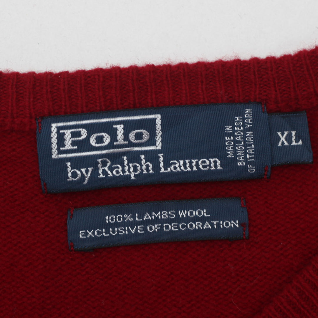 Vintage Polo Ralph Lauren 100% Lambswool V-Neck Sweater Red - Fashion Rerun Vintage Migration_Sweaters