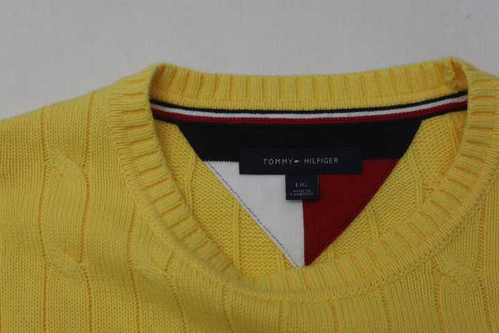 Mens Tommy Hilfiger Cable Knit Yellow Sweater