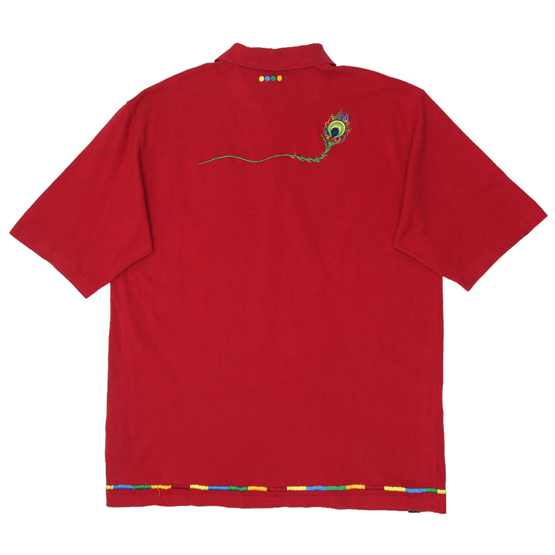 Vintage Coogi Peacock Embroidered Polo T-Shirt Red XXL - Fashion Rerun Vintage Migration_T-Shirt