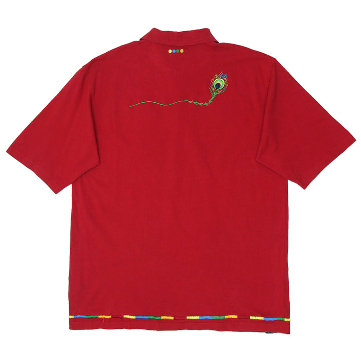 Vintage Coogi Peacock Embroidered Polo T-Shirt Red XXL - Fashion Rerun Vintage Migration_T-Shirt