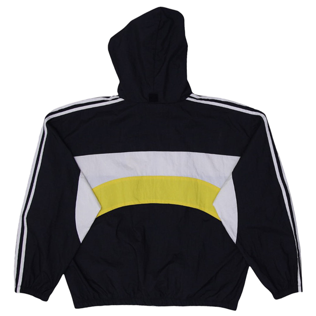 Vintage 90s Adidas Windbreaker Jacket Full Zip Striped Bumble Bee Yellow