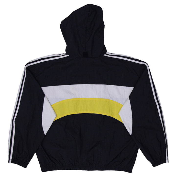 Vintage 90s Adidas Windbreaker Jacket Full Zip Striped Bumble Bee Yellow