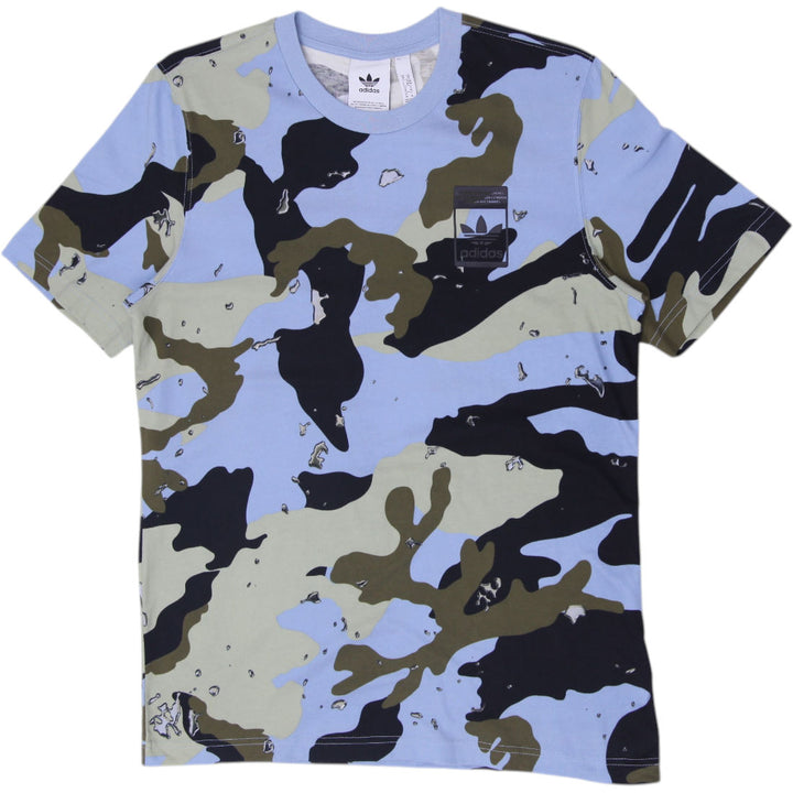 Mens Adidas Camo AOP Light Blue Camouflage Graphic T-Shirt Size M