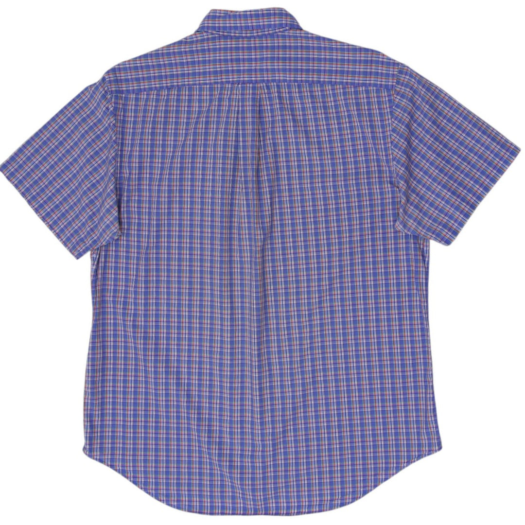 Mens Ralph Lauren Shirt Blue Plaid Pattern Classic Fit Cotton