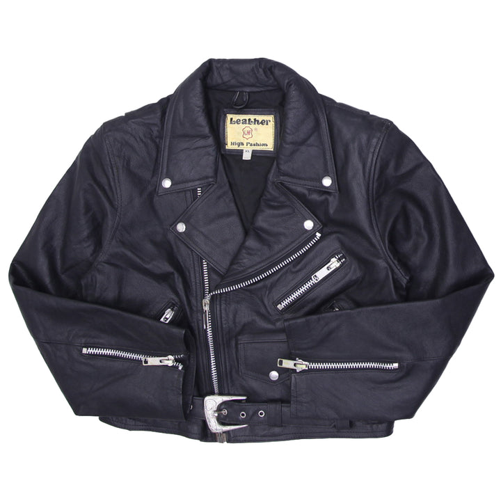 Vintage Ladies 1980s 1990s Black Leather Motorcycle Jacket