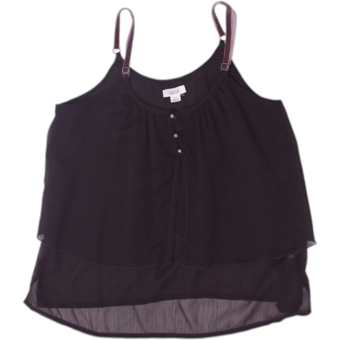 Y2K Ladies Camisole Black Double Layer Sheer Strappy Tank Top Size XS | Migration_Y2K Tops | Fashion Rerun