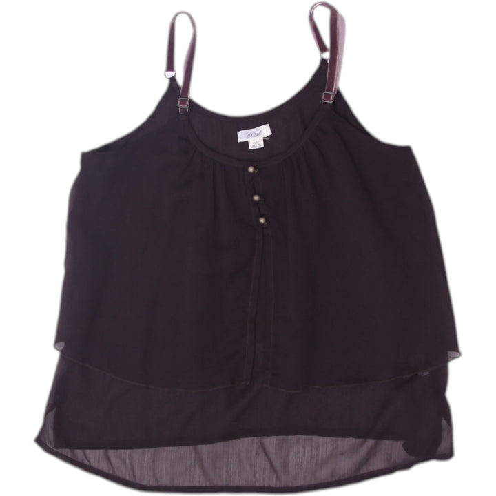 Y2K Ladies Camisole Black Double Layer Sheer Strappy Tank Top Size XS | Migration_Y2K Tops | Fashion Rerun
