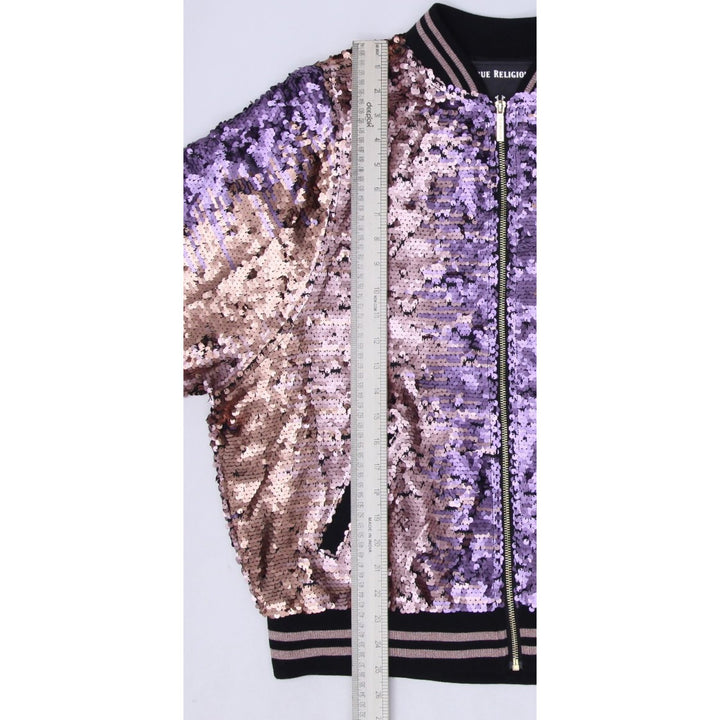 Ladies True Religion Bomber Jacket Multicolor Sequin Design Size S | Migration_Jackets - Alternate View | Fashion Rerun