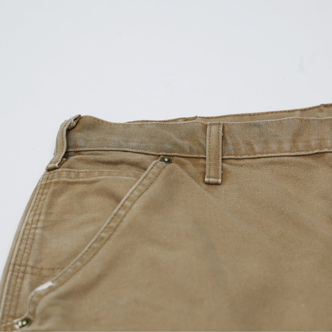Mens Carhartt B136 Double-Knee Carpenter Pants Distressed Brown Washed Duck