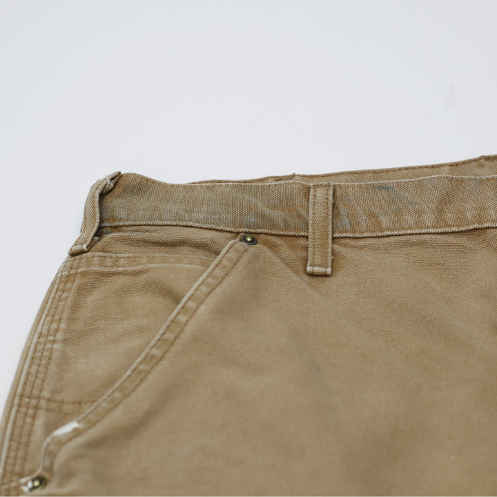 Mens Carhartt B136 Double-Knee Carpenter Pants Distressed Brown Washed Duck