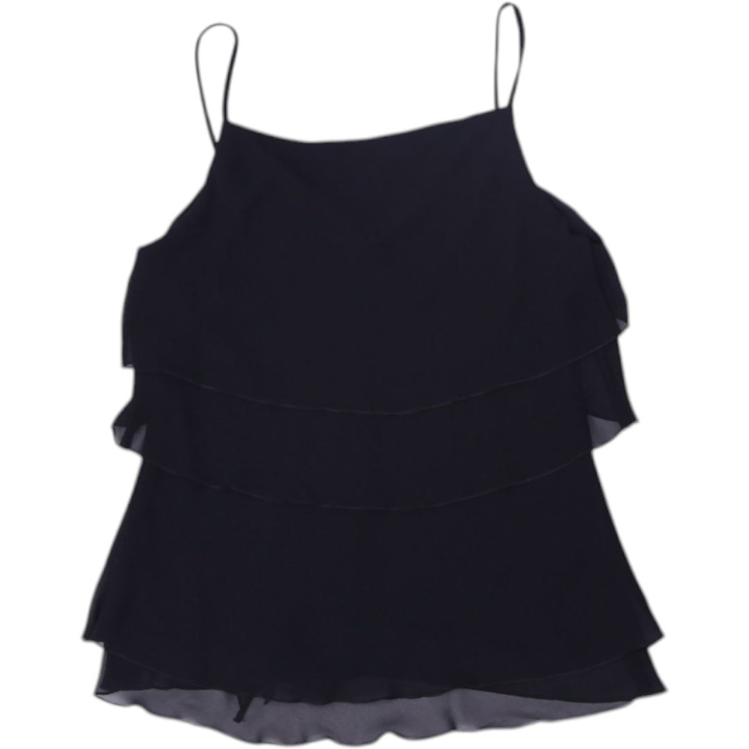 Y2K Ladies Black Ruffle Tiered Sleeveless Top | Migration_Y2K Tops - Side View | Fashion Rerun