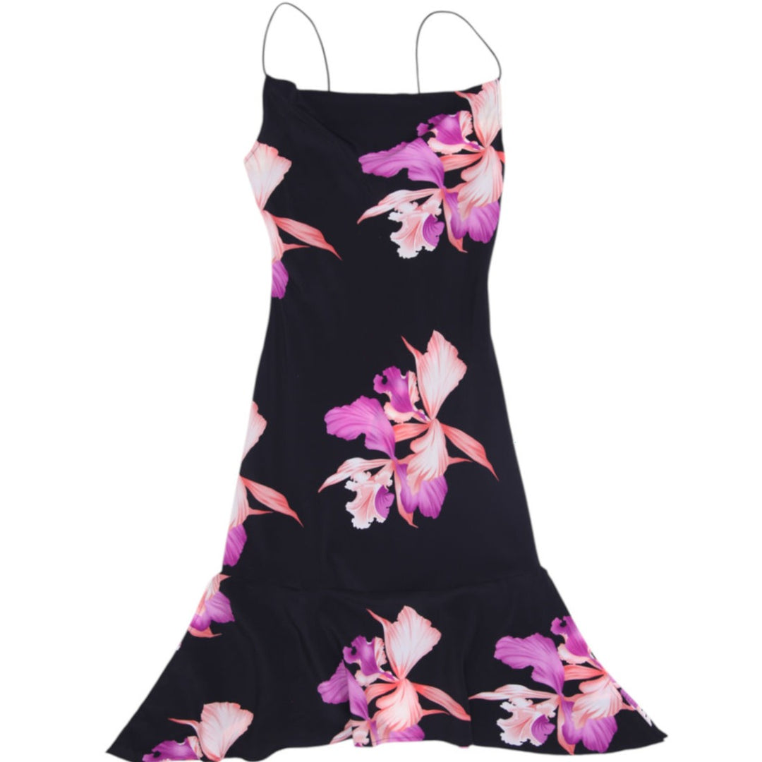 Y2K Ladies Beechers Brook Floral Orchid Slip Dress Mermaid Hem Long Dress Size M