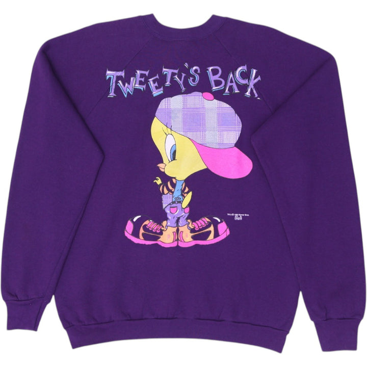 Vintage Fruit of the Loom Tweety Sweatshirt Purple Graphic Size XXL | Migration_Sweatshirt - Side View | Fashion Rerun