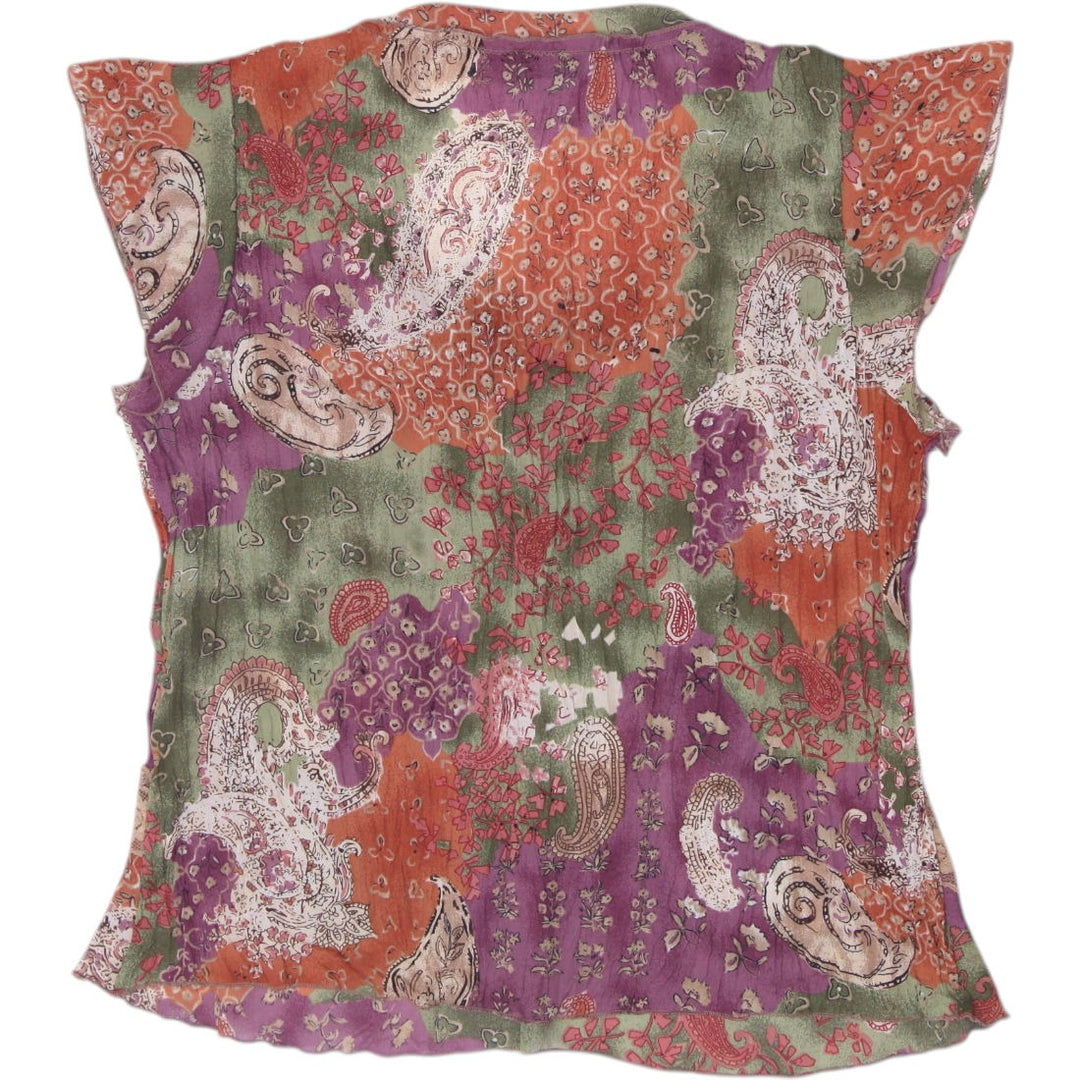 Y2K Ladies Allison Taylor Paisley Patchwork Earth Tone Top Size L